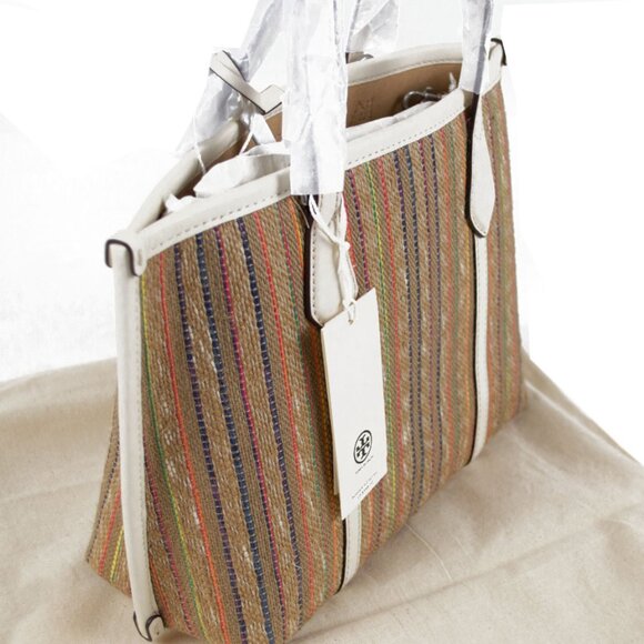 TORY BURCH Small Perry Stripe Raffia Tote - Picture 4 of 12